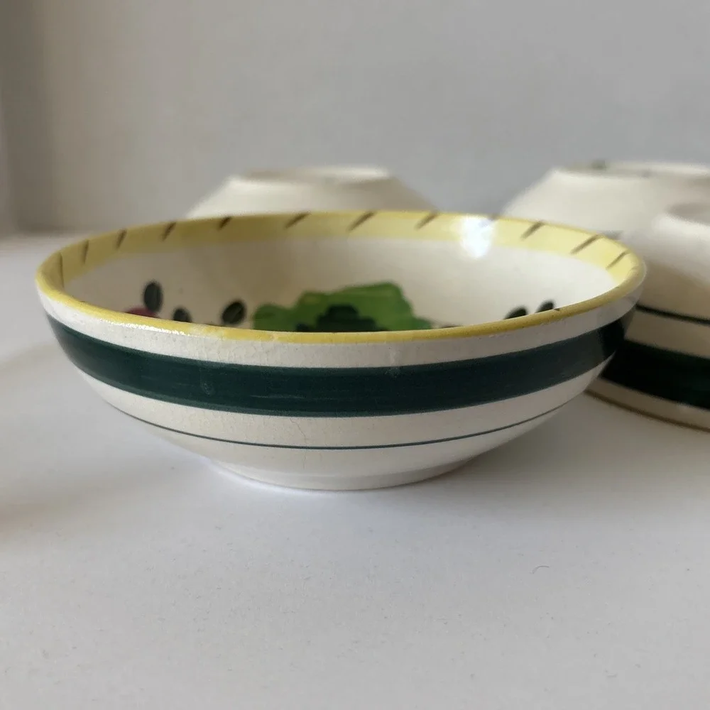 Vintage Pennsylvania Dutch Folk Art 6 Piece Serving Bowls Set Hand Painted